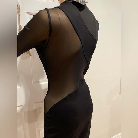 Nasty Gal Women's Black Long Sleeve Mesh Panel Bodycon Dress Size S NWT. - Picture 3 of 7